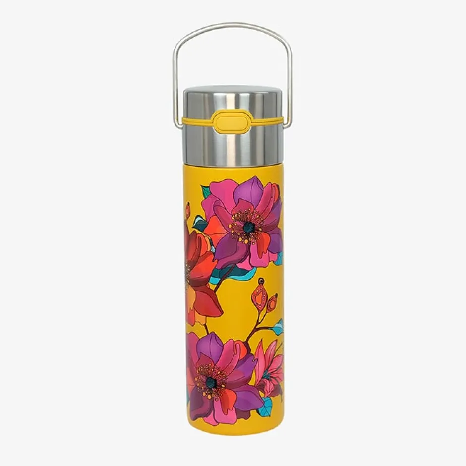 Best Eigenart Leeza Drinkfles Poppy - Yellow RVS Thermosflessen Leeza To-Go
