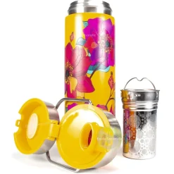 Best Eigenart Leeza Drinkfles Poppy - Yellow RVS Thermosflessen Leeza To-Go