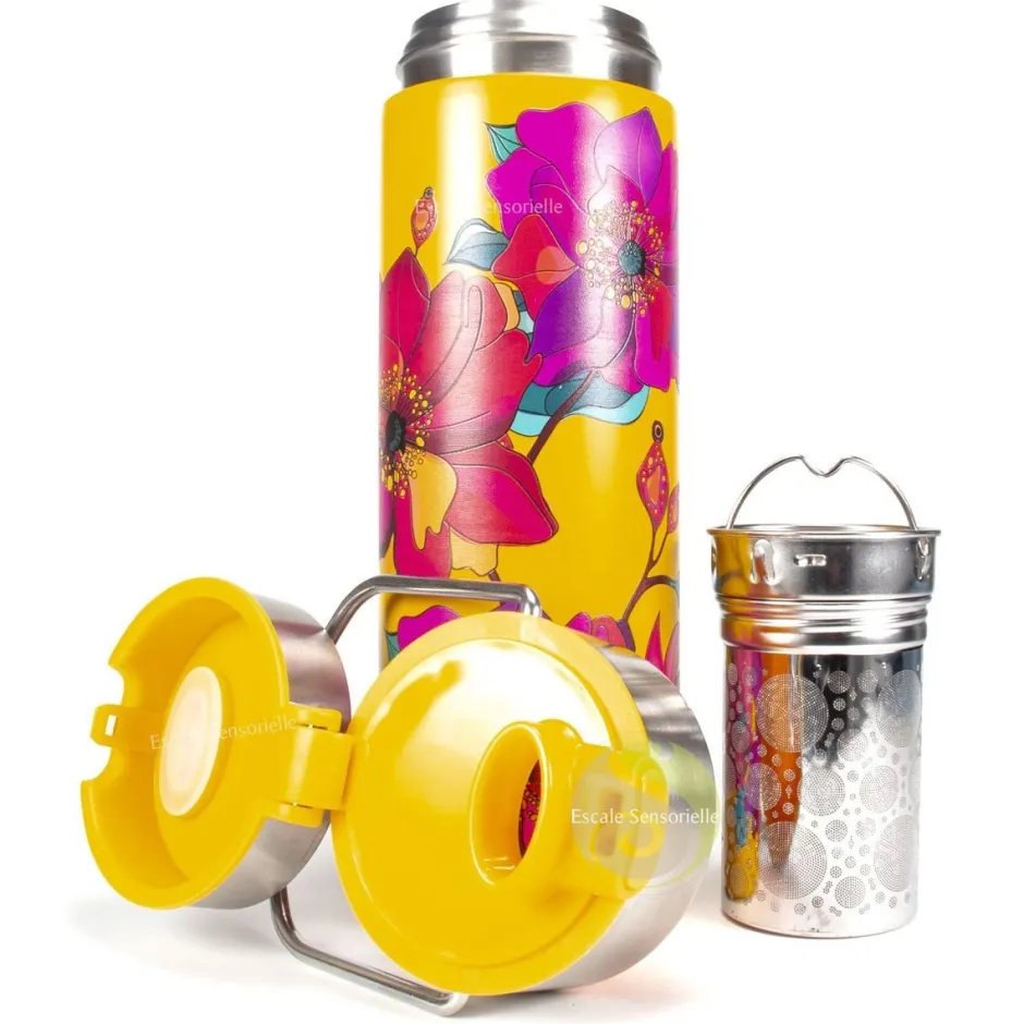 Best Eigenart Leeza Drinkfles Poppy - Yellow RVS Thermosflessen Leeza To-Go