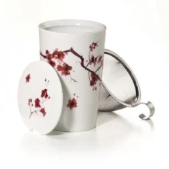 Clearance Tea eve Cherry blossom theemok met theezeef Theebekers Met Zeef | Teaeve Dubbelwandige Mokken