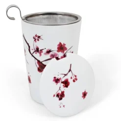 Clearance Tea eve Cherry blossom theemok met theezeef Theebekers Met Zeef | Teaeve Dubbelwandige Mokken