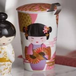 Outlet Tea eve 'New Geisha Rosel' met theezeef Theebekers Met Zeef | Teaeve Dubbelwandige Mokken
