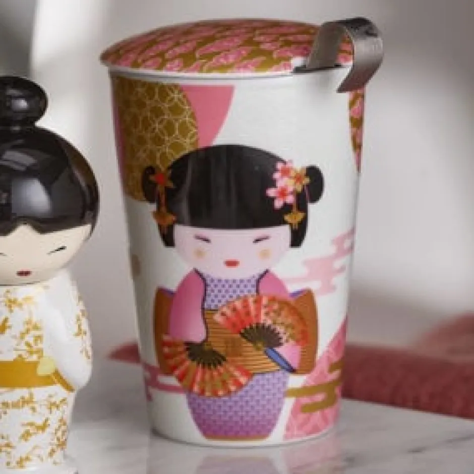 Outlet Tea eve 'New Geisha Rosel' met theezeef Theebekers Met Zeef | Teaeve Dubbelwandige Mokken