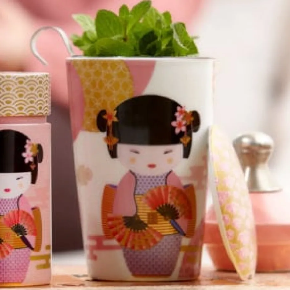 Outlet Tea eve 'New Geisha Rosel' met theezeef Theebekers Met Zeef | Teaeve Dubbelwandige Mokken