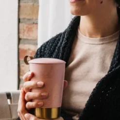 New Tea eve roze metal mok Teaeve Dubbelwandige Mokken
