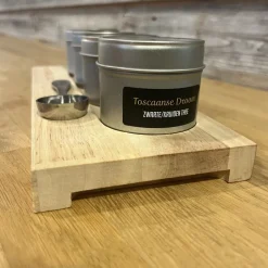 New Theeplank beukenhout 4 blikjes Theepakket | Theeplanken