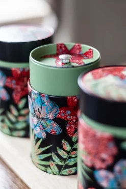 Outlet Theeplank Rustic Flower blauw/roze Bewaarblikken Eigenart | Theepakket