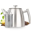 Outlet Theepot dubbelwandig rvs zilver 1 liter Theepotten