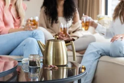 Fashion Theepot dubbelwandig rvs goud 1L Theepotten