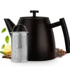 Best Theepot RVS mat zwart 1 liter Theepotten | Vaderdag