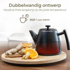 Best Theepot RVS mat zwart 1 liter Theepotten | Vaderdag