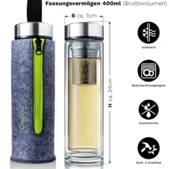 Discount Thermosfles dubbelwandig glas Glazen Thermosflessen FlowTea