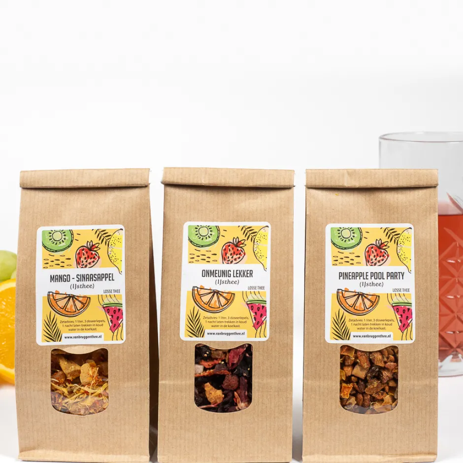Sale 3 zakjes ijsthee 50 gram naar keuze Zomerse Thee Cadeaus | Theepakket
